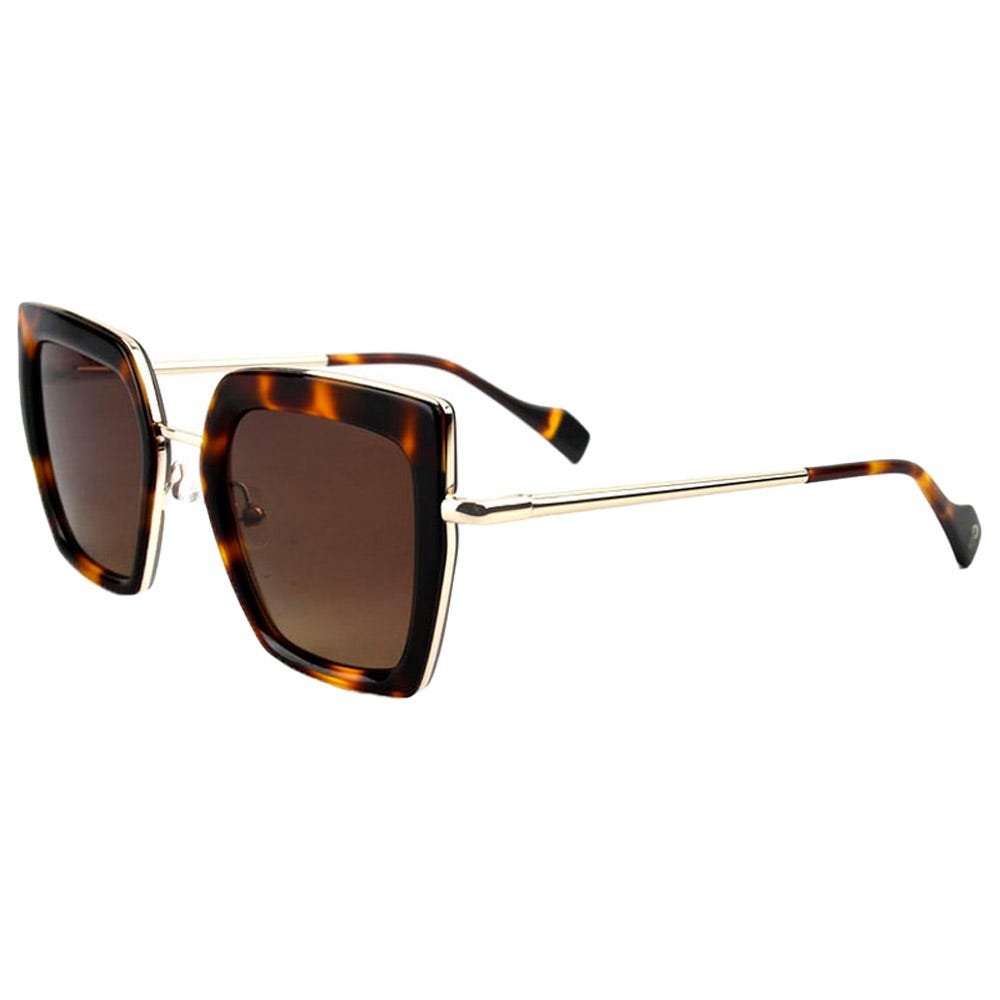 Veronika Shiny Gold Black Tortoise Gradient Brown Polarized