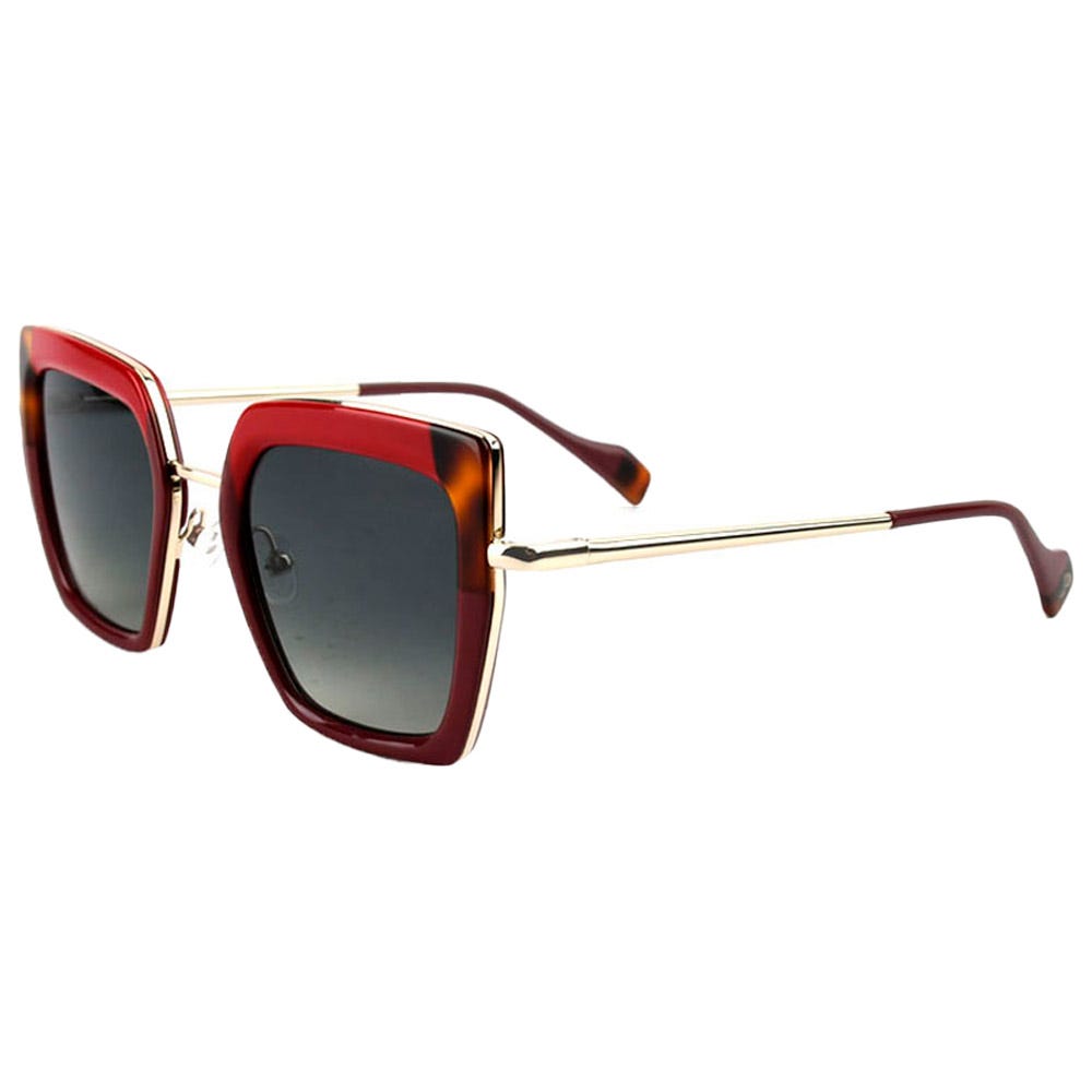 Veronika Shiny Gold Red Black Tortoise Gradient Grey Polarized