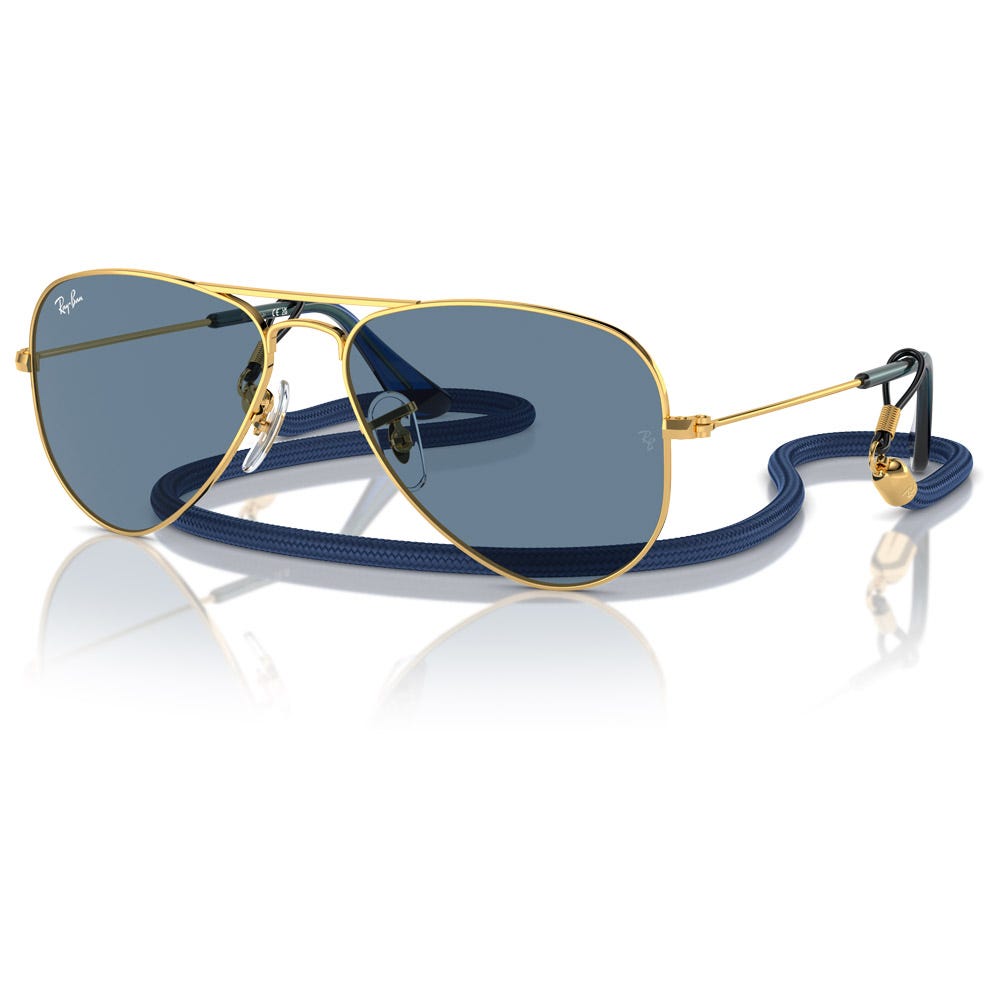 Aviator Kids Polished Arista Gold Light Blue Mirror