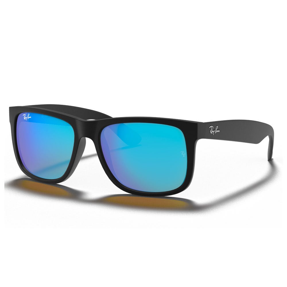 RB4165 Justin Color Mix Matte Rubber Black Mirror Blue