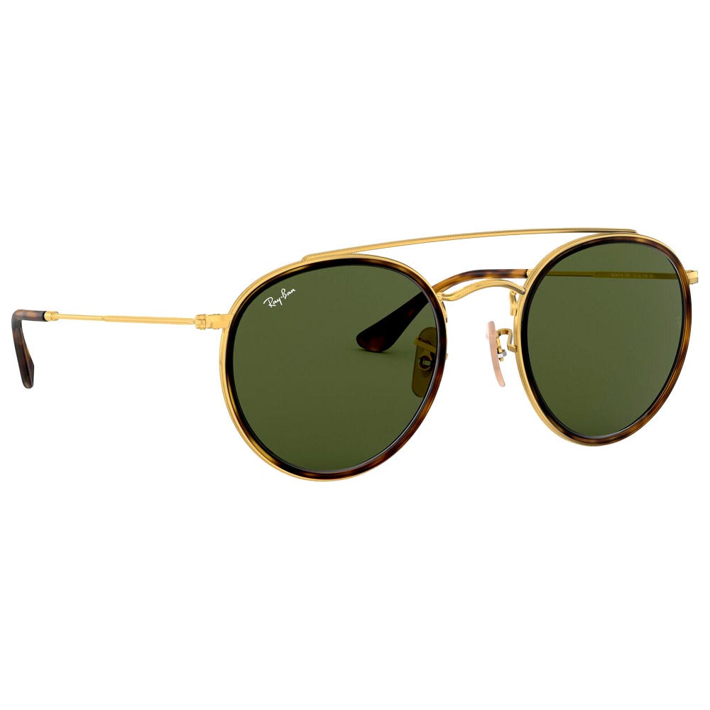 RB3647N Round Double Bridge Polished Gold Arista Green G-15