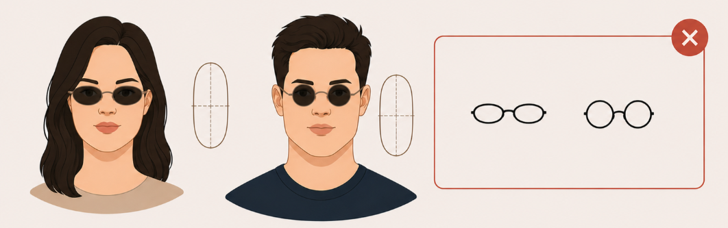Zu vermeidende Brillenformen für ein längliches Gesicht